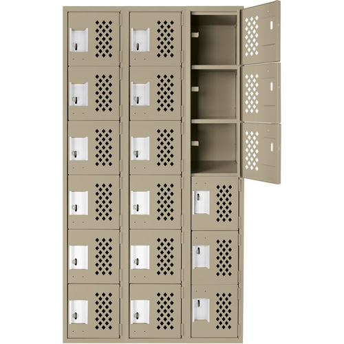 Petit casier perfor&eacute; Clean-Line, 6 niveaux, Bloc de 3, 15" x 72" x 12", Acier Helyx Safety & Industrial Supplies