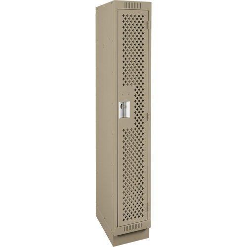 Clean Line Lockers, 12" x 12" x 76", Steel, Beige, Rivet (Assembled), Perforated Helyx Safety & Industrial Supplies