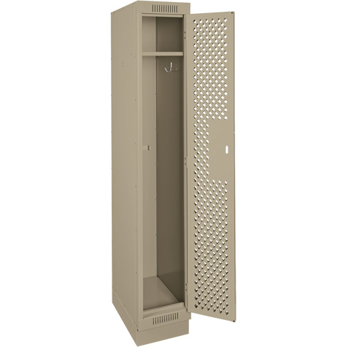 Clean Line Lockers, 12" x 12" x 76", Steel, Beige, Rivet (Assembled), Perforated Helyx Safety & Industrial Supplies