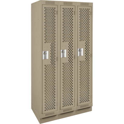 Casiers Clean Line, Bloc de 3, 36" x 15" x 76", Acier, Beige, Rivet (assembl&eacute;), Perfor&eacute; Helyx Safety & Industrial Supplies