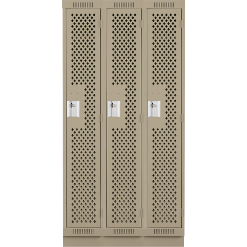 Casiers Clean Line, Bloc de 3, 36" x 15" x 76", Acier, Beige, Rivet (assembl&eacute;), Perfor&eacute; Helyx Safety & Industrial Supplies