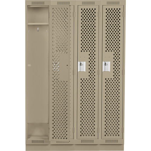 Casiers Clean Line, Bloc de 4, 48" x 15" x 76", Acier, Beige, Rivet (assembl&eacute;), Perfor&eacute; Helyx Safety & Industrial Supplies