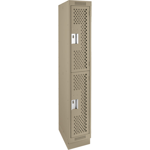 Casiers Clean Line, 2 niveaux, 12" x 18" x 76", Acier, Beige, Rivet (assembl&eacute;), Perfor&eacute; Helyx Safety & Industrial Supplies