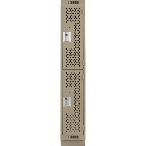 Casiers Clean Line, 2 niveaux, 12" x 18" x 76", Acier, Beige, Rivet (assembl&eacute;), Perfor&eacute; Helyx Safety & Industrial Supplies