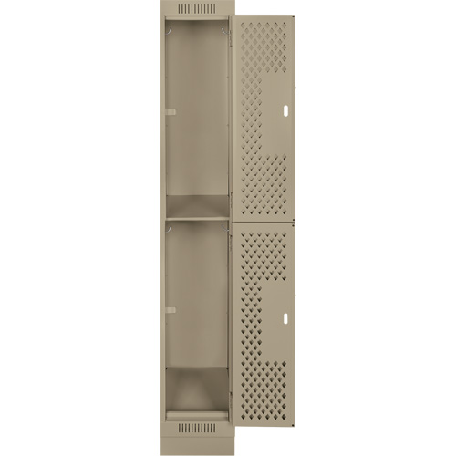 Casiers Clean Line, 2 niveaux, 12" x 18" x 76", Acier, Beige, Rivet (assembl&eacute;), Perfor&eacute; Helyx Safety & Industrial Supplies