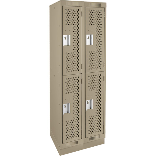 Casiers Clean Line, 2 niveaux, Bloc de 2, 24" x 18" x 76", Acier, Beige, Rivet (assembl&eacute;), Perfor&eacute; Helyx Safety & Industrial Supplies