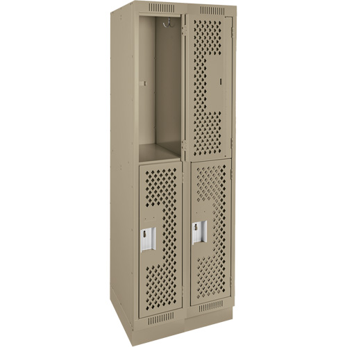 Casiers Clean Line, 2 niveaux, Bloc de 2, 24" x 18" x 76", Acier, Beige, Rivet (assembl&eacute;), Perfor&eacute; Helyx Safety & Industrial Supplies