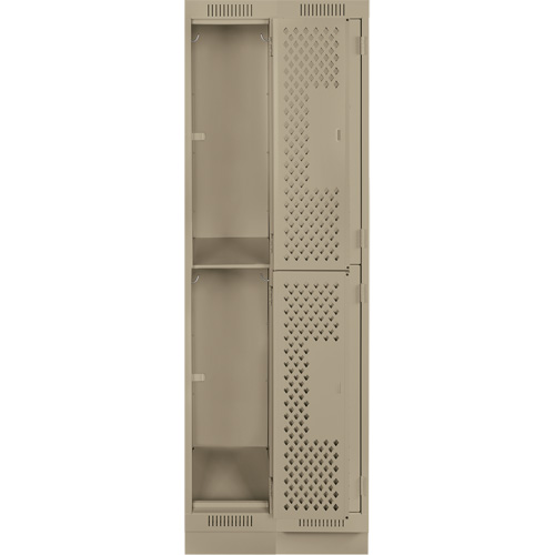 Casiers Clean Line, 2 niveaux, Bloc de 2, 24" x 18" x 76", Acier, Beige, Rivet (assembl&eacute;), Perfor&eacute; Helyx Safety & Industrial Supplies