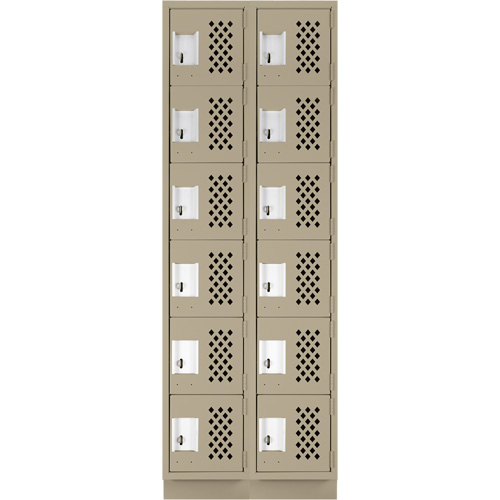 Petit casier perfor&eacute; Clean-Line, 6 niveaux, Bloc de 2, 12" x 72" x 12", Acier Helyx Safety & Industrial Supplies