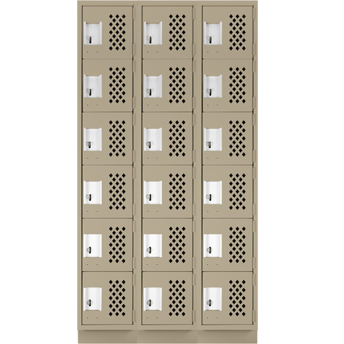 Petit casier perfor&eacute; Clean-Line, 6 niveaux, Bloc de 3, 12" x 72" x 12", Acier Helyx Safety & Industrial Supplies