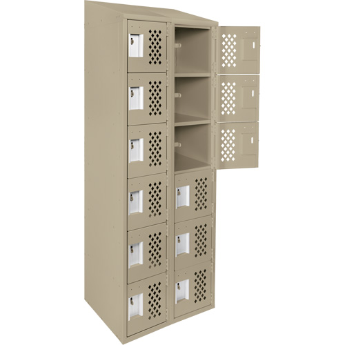 Petit casier perfor&eacute; Clean-Line, 6 niveaux, Bloc de 2, 12" x 72" x 12", Acier Helyx Safety & Industrial Supplies
