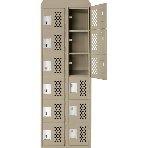 Petit casier perfor&eacute; Clean-Line, 6 niveaux, Bloc de 2, 12" x 72" x 12", Acier Helyx Safety & Industrial Supplies