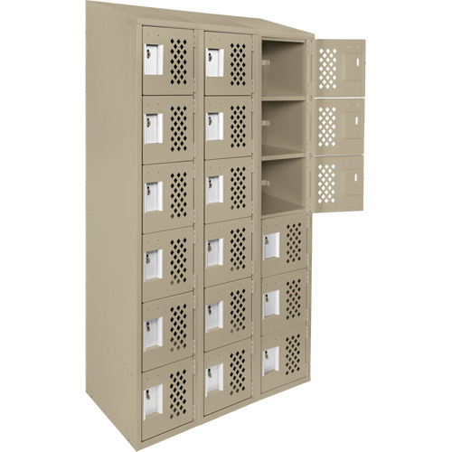 Petit casier perfor&eacute; Clean-Line, 6 niveaux, Bloc de 3, 15" x 72" x 12", Acier Helyx Safety & Industrial Supplies