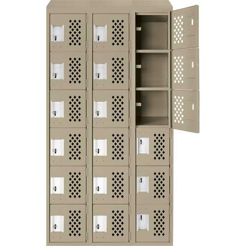Petit casier perfor&eacute; Clean-Line, 6 niveaux, Bloc de 3, 15" x 72" x 12", Acier Helyx Safety & Industrial Supplies