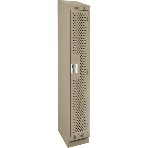 Clean Line Lockers, 12" x 18" x 82", Steel, Beige, Rivet (Assembled), Perforated Helyx Safety & Industrial Supplies
