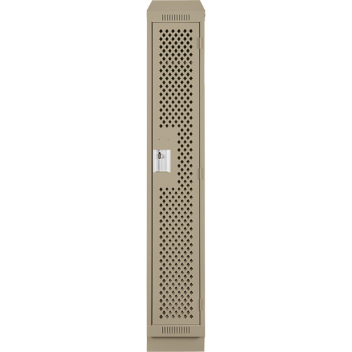Clean Line Lockers, 12" x 18" x 82", Steel, Beige, Rivet (Assembled), Perforated Helyx Safety & Industrial Supplies