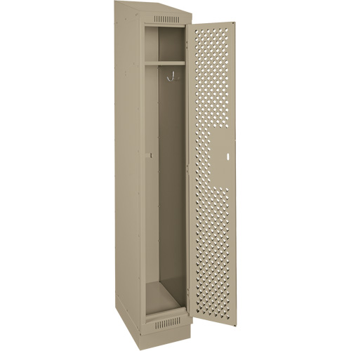 Clean Line Lockers, 12" x 18" x 82", Steel, Beige, Rivet (Assembled), Perforated Helyx Safety & Industrial Supplies