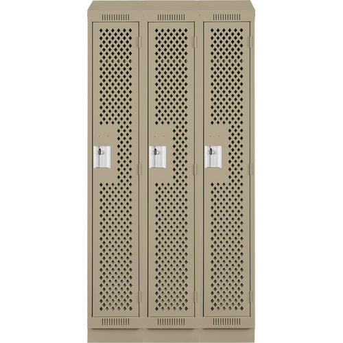 Casiers Clean Line, Bloc de 3, 36" x 18" x 82", Acier, Beige, Rivet (assembl&eacute;), Perfor&eacute; Helyx Safety & Industrial Supplies