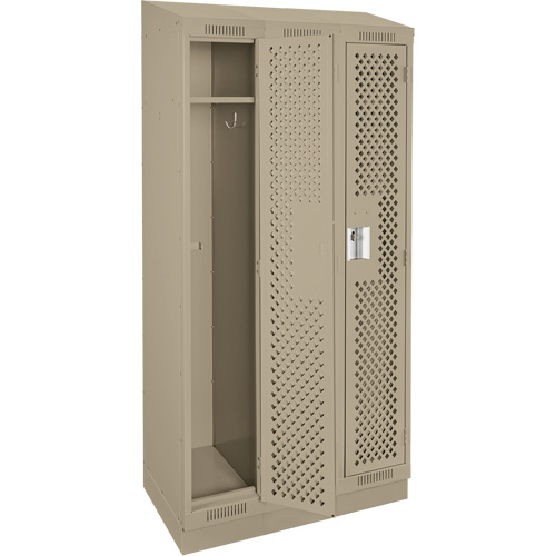 Casiers Clean Line, Bloc de 3, 36" x 18" x 82", Acier, Beige, Rivet (assembl&eacute;), Perfor&eacute; Helyx Safety & Industrial Supplies