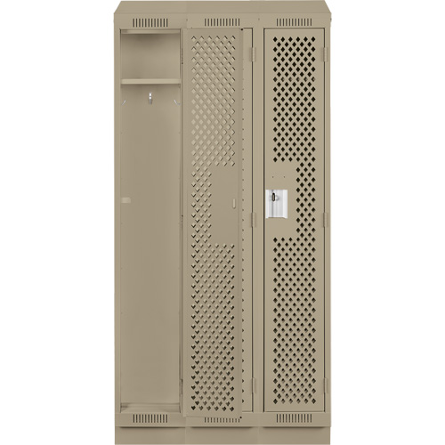 Casiers Clean Line, Bloc de 3, 36" x 18" x 82", Acier, Beige, Rivet (assembl&eacute;), Perfor&eacute; Helyx Safety & Industrial Supplies