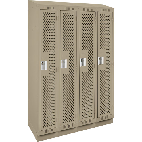 Casiers Clean Line, Bloc de 4, 48" x 12" x 82", Acier, Beige, Rivet (assembl&eacute;), Perfor&eacute; Helyx Safety & Industrial Supplies