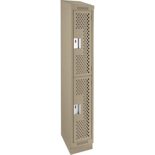 Casiers Clean Line, 2 niveaux, 12" x 15" x 82", Acier, Beige, Rivet (assembl&eacute;), Perfor&eacute; Helyx Safety & Industrial Supplies