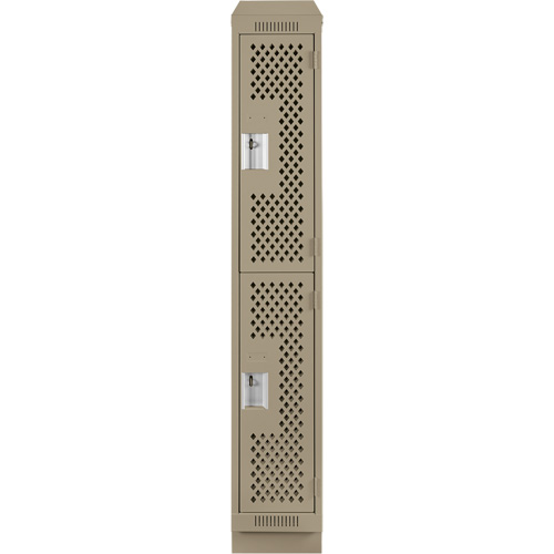 Casiers Clean Line, 2 niveaux, 12" x 15" x 82", Acier, Beige, Rivet (assembl&eacute;), Perfor&eacute; Helyx Safety & Industrial Supplies
