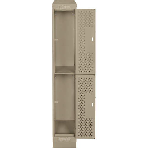 Casiers Clean Line, 2 niveaux, 12" x 15" x 82", Acier, Beige, Rivet (assembl&eacute;), Perfor&eacute; Helyx Safety & Industrial Supplies
