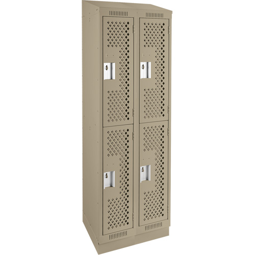 Casiers Clean Line, 2 niveaux, Bloc de 2, 24" x 15" x 82", Acier, Beige, Rivet (assembl&eacute;), Perfor&eacute; Helyx Safety & Industrial Supplies