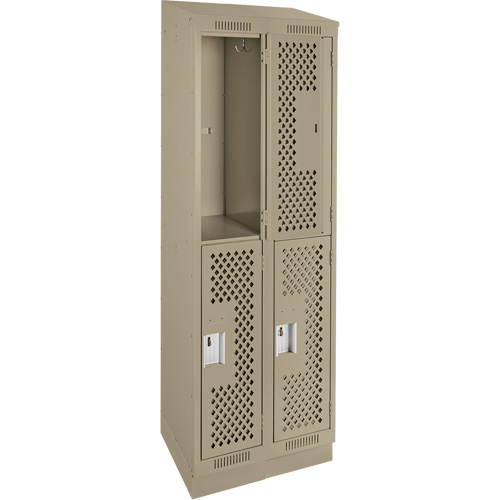 Casiers Clean Line, 2 niveaux, Bloc de 2, 24" x 15" x 82", Acier, Beige, Rivet (assembl&eacute;), Perfor&eacute; Helyx Safety & Industrial Supplies