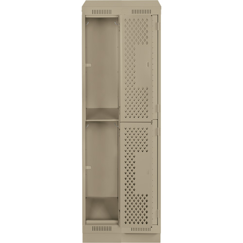 Casiers Clean Line, 2 niveaux, Bloc de 2, 24" x 15" x 82", Acier, Beige, Rivet (assembl&eacute;), Perfor&eacute; Helyx Safety & Industrial Supplies