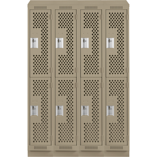 Casiers Clean Line, 2 niveaux, Bloc de 4, 48" x 15" x 82", Acier, Beige, Rivet (assembl&eacute;), Perfor&eacute; Helyx Safety & Industrial Supplies