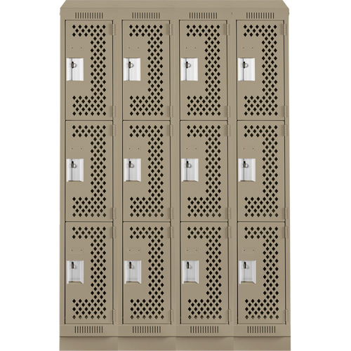 Casiers Clean Line, 3 niveaux, Bloc de 4, 48" x 12" x 82", Acier, Beige, Rivet (assembl&eacute;), Perfor&eacute; Helyx Safety & Industrial Supplies