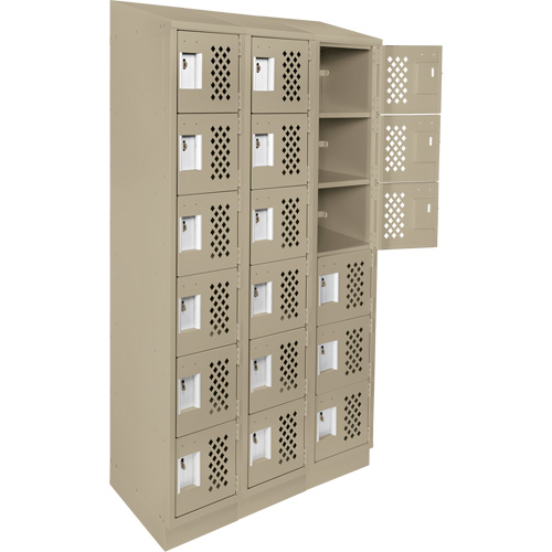 Petit casier perfor&eacute; Clean-Line, 6 niveaux, Bloc de 3, 15" x 72" x 12", Acier Helyx Safety & Industrial Supplies