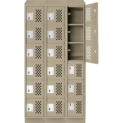 Petit casier perfor&eacute; Clean-Line, 6 niveaux, Bloc de 3, 15" x 72" x 12", Acier Helyx Safety & Industrial Supplies