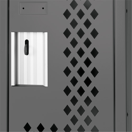 Clean Line Lockers, 12" x 12" x 76", Steel, Charcoal, Rivet (Assembled), Perforated Helyx Safety & Industrial Supplies