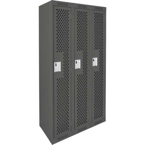 Casiers Clean Line, Bloc de 3, 36" x 15" x 72", Acier, Charbon, Rivet (assembl&eacute;), Perfor&eacute; Helyx Safety & Industrial Supplies