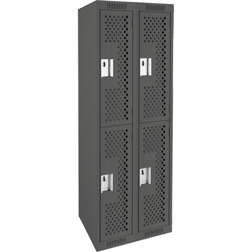 Casiers Clean Line, 2 niveaux, Bloc de 2, 24" x 15" x 72", Acier, Charbon, Rivet (assembl&eacute;), Perfor&eacute; Helyx Safety & Industrial Supplies