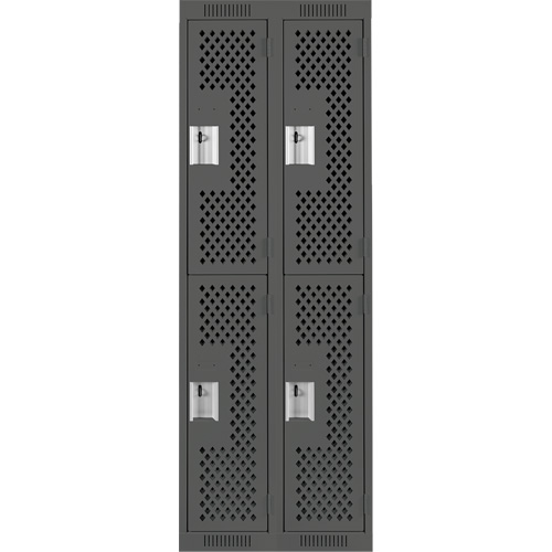 Casiers Clean Line, 2 niveaux, Bloc de 2, 24" x 15" x 72", Acier, Charbon, Rivet (assembl&eacute;), Perfor&eacute; Helyx Safety & Industrial Supplies