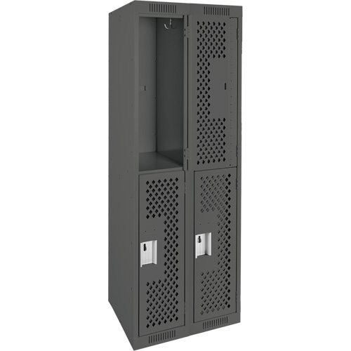 Casiers Clean Line, 2 niveaux, Bloc de 2, 24" x 15" x 72", Acier, Charbon, Rivet (assembl&eacute;), Perfor&eacute; Helyx Safety & Industrial Supplies
