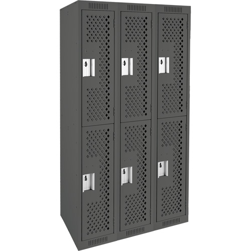Casiers Clean Line, 2 niveaux, Bloc de 3, 36" x 12" x 72", Acier, Charbon, Rivet (assembl&eacute;), Perfor&eacute; Helyx Safety & Industrial Supplies