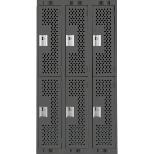 Casiers Clean Line, 2 niveaux, Bloc de 3, 36" x 12" x 72", Acier, Charbon, Rivet (assembl&eacute;), Perfor&eacute; Helyx Safety & Industrial Supplies