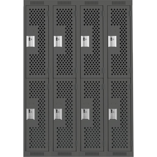 Casiers Clean Line, 2 niveaux, Bloc de 4, 48" x 15" x 72", Acier, Charbon, Rivet (assembl&eacute;), Perfor&eacute; Helyx Safety & Industrial Supplies