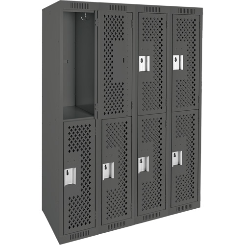 Casiers Clean Line, 2 niveaux, Bloc de 4, 48" x 15" x 72", Acier, Charbon, Rivet (assembl&eacute;), Perfor&eacute; Helyx Safety & Industrial Supplies