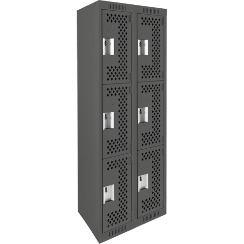 Casiers Clean Line, 3 niveaux, Bloc de 2, 24" x 12" x 72", Acier, Charbon, Rivet (assembl&eacute;), Perfor&eacute; Helyx Safety & Industrial Supplies