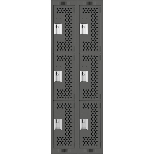 Casiers Clean Line, 3 niveaux, Bloc de 2, 24" x 12" x 72", Acier, Charbon, Rivet (assembl&eacute;), Perfor&eacute; Helyx Safety & Industrial Supplies