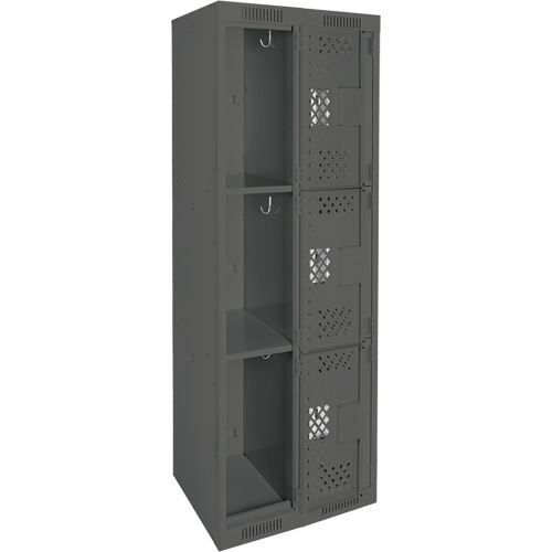 Casiers Clean Line, 3 niveaux, Bloc de 2, 24" x 12" x 72", Acier, Charbon, Rivet (assembl&eacute;), Perfor&eacute; Helyx Safety & Industrial Supplies