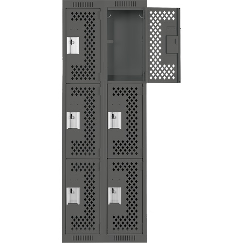 Casiers Clean Line, 3 niveaux, Bloc de 2, 24" x 12" x 72", Acier, Charbon, Rivet (assembl&eacute;), Perfor&eacute; Helyx Safety & Industrial Supplies