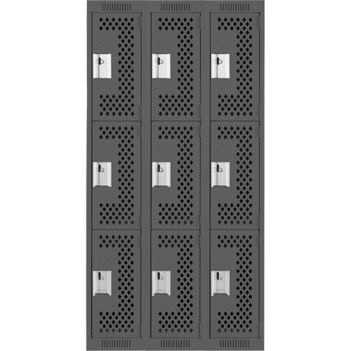 Casiers Clean Line, 3 niveaux, Bloc de 3, 36" x 12" x 72", Acier, Charbon, Rivet (assembl&eacute;), Perfor&eacute; Helyx Safety & Industrial Supplies