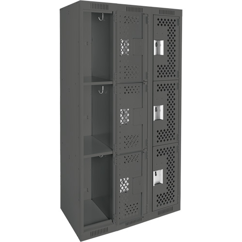Casiers Clean Line, 3 niveaux, Bloc de 3, 36" x 12" x 72", Acier, Charbon, Rivet (assembl&eacute;), Perfor&eacute; Helyx Safety & Industrial Supplies